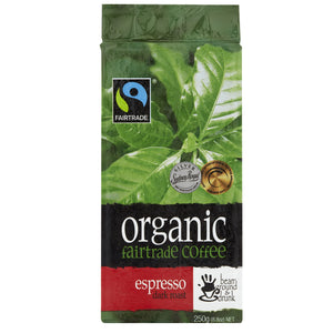 Bean Ground & Drunk Organic Espresso Fairtrade Ground Coffee 250g