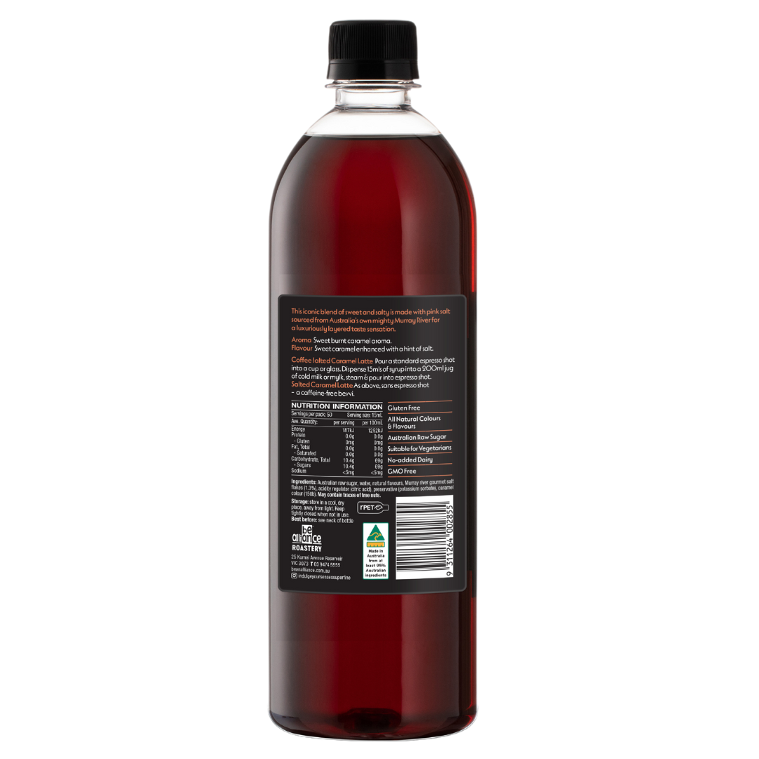 Indulge Your Senses Salted Caramel Syrup BOP 750ml 2023
