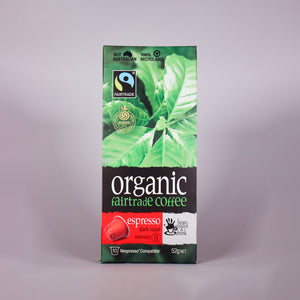bean ground & drunk Organic Espresso Fairtrade Coffee Aluminium Capsules 10pk