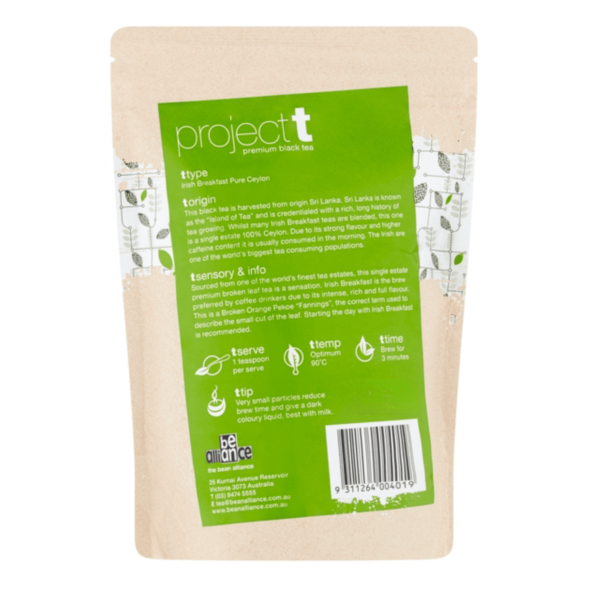 brewing suggestions on back of pack